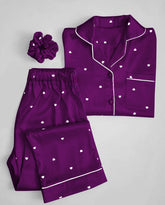 purple printed silk suit in premium fabric for girls and woman (M H 881) - M.H fashion